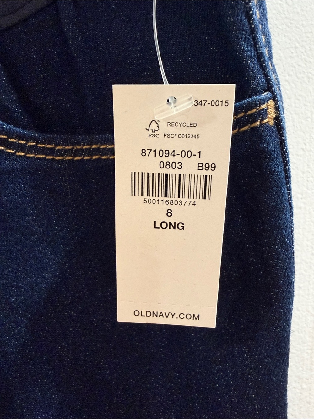 NWT! Old Navy (Size 8 Long) Dark Blue Maternity Jeans with Stretch Waistband - Picture 2 of 4